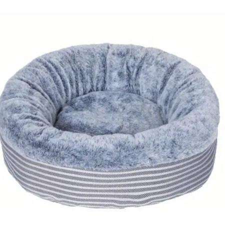 Coussin rond gris et blanc