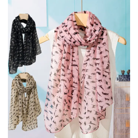 foulard-rose-motif-chat