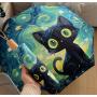 Parapluie chat bleu-vert
