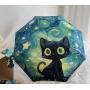 Parapluie chat bleu-vert