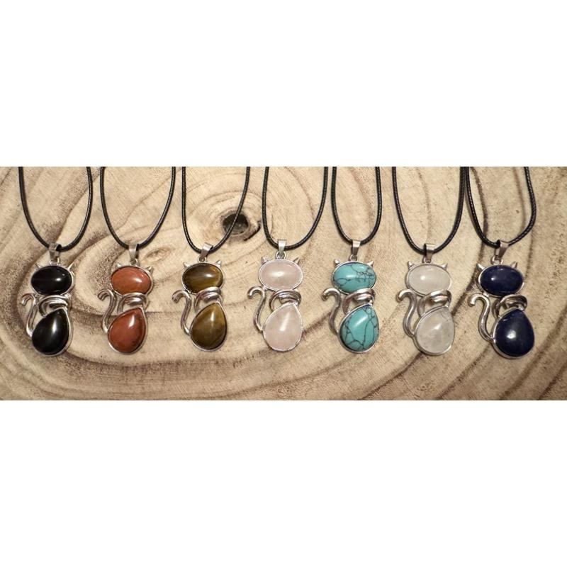 Pendentif Chat En Pierre De Jaspe Rouge Percée - Naturosphère - Neuf Avec étiquettes